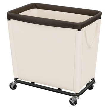 Hamper with Wheels, 310L Large Beige Basket Cart