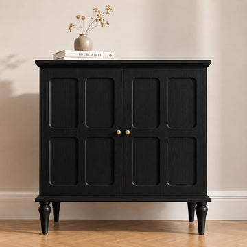 Black Sideboard Buffet Cabinet with Storage, Mid-Century Modern Storage Cabinet with 2 Doors and Adjustable Shelves