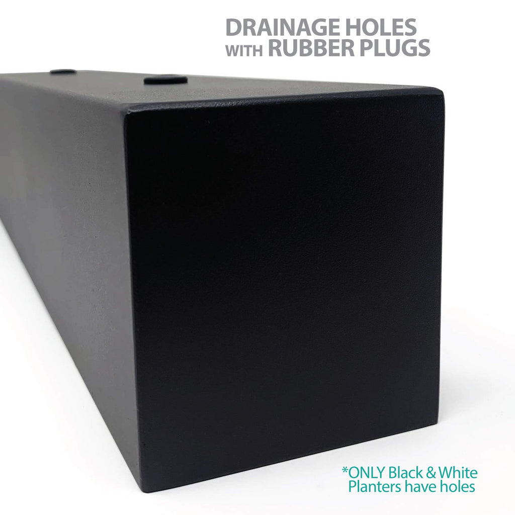 Modern Metal Trough Rectangle Planter 16 inch, Black