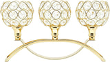 3-Arm Arched Crystal Candelabra, Gold Candle Holder Table Centerpiece, Dining, Party, Thanksgiving & Christmas