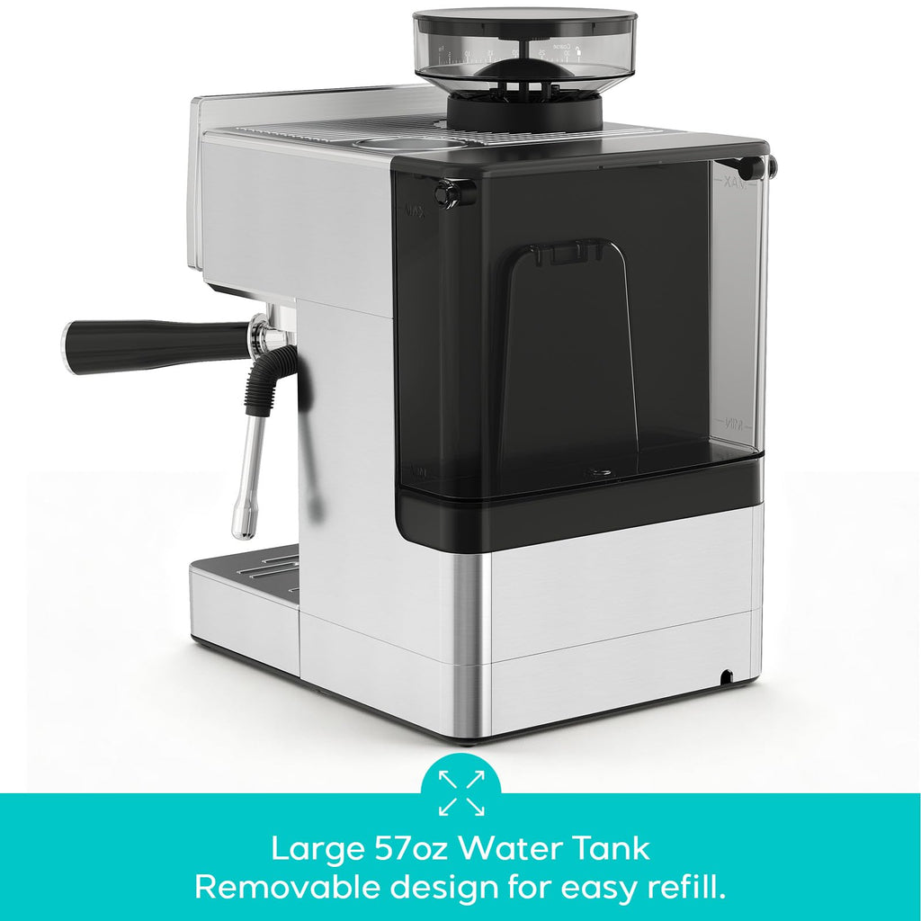 Espresso Machine with Built-in Grinder and Steam Wand