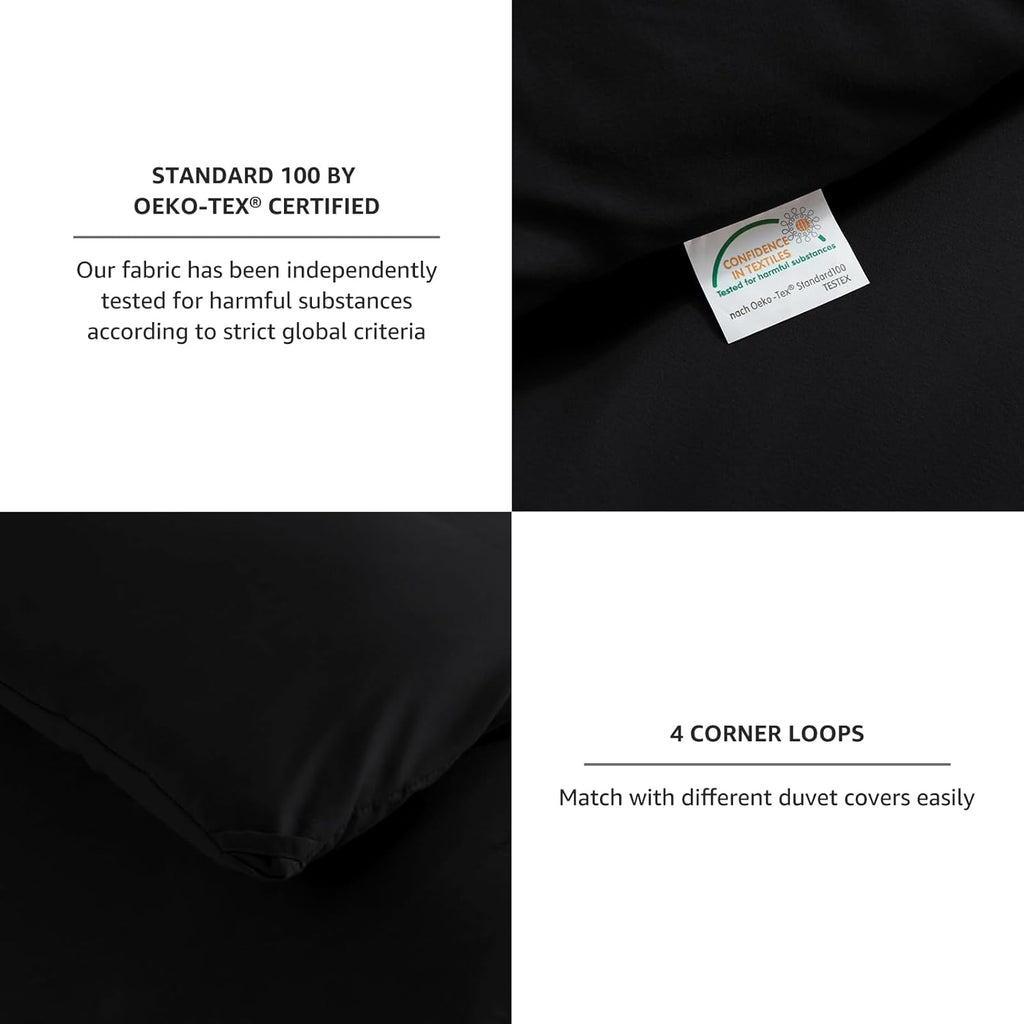 Queen Comforter Set Black, 3 Pieces Solid Comforters Queen Breathable Quilted Bedding Sets