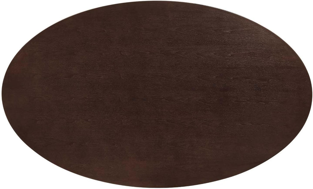 Inspired Tulip Style Oval Pedestal Dining Table — Gold Cherry Walnut, 78″ Oval