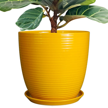 12 Inch Pots for Plants - Ceramic Planter for Indoor Plants Large Plant Pot with Drainage Hole and Saucer Round