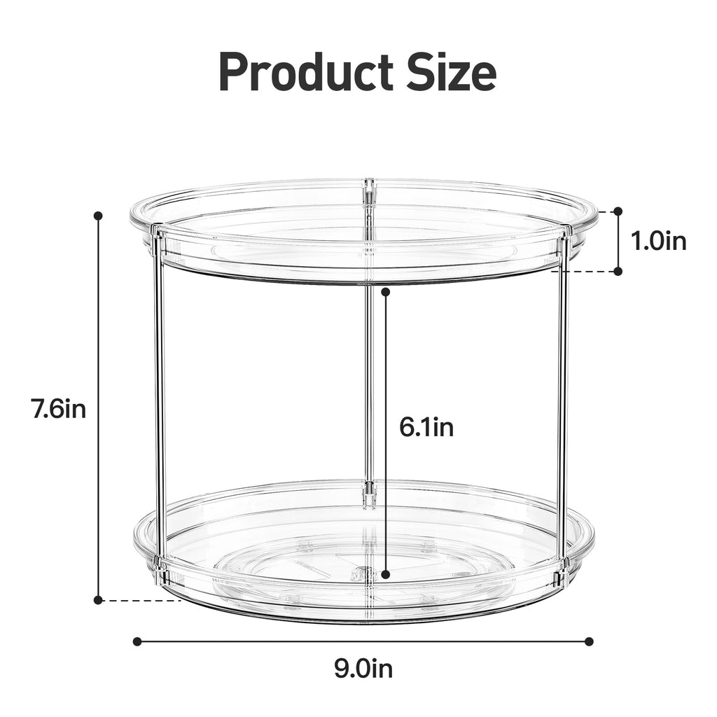 2 Tier Lazy Susan Organizer, 9'' Lazy Susan Turntable for Cabinet