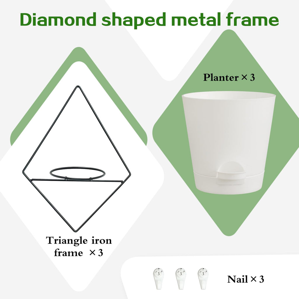 3 Sets Wall Planters for Indoor Plants Geometric Hanging Planters for Indoor Plants - Self-Watering Flower Pots with