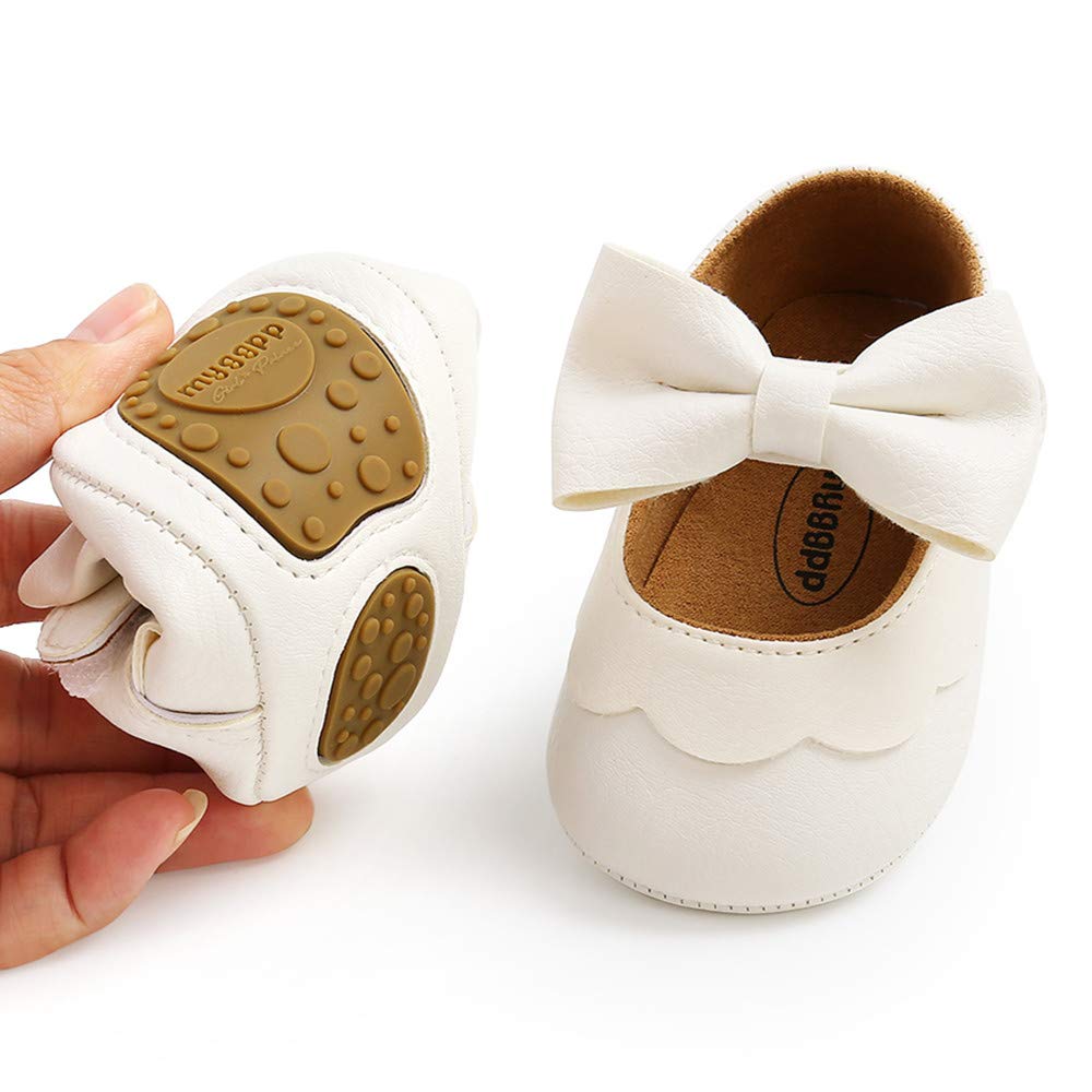 Baby Girls Mary Jane Flats with Bownot Non Slip Soft Sole PU Leather Newborn Infant Toddler First Walker Cirb Dress