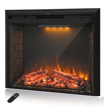 50'' Electric Fireplace Insert, Retro Recessed Fireplace Heater with Fire Cracking Sound, Remote Control & Timer