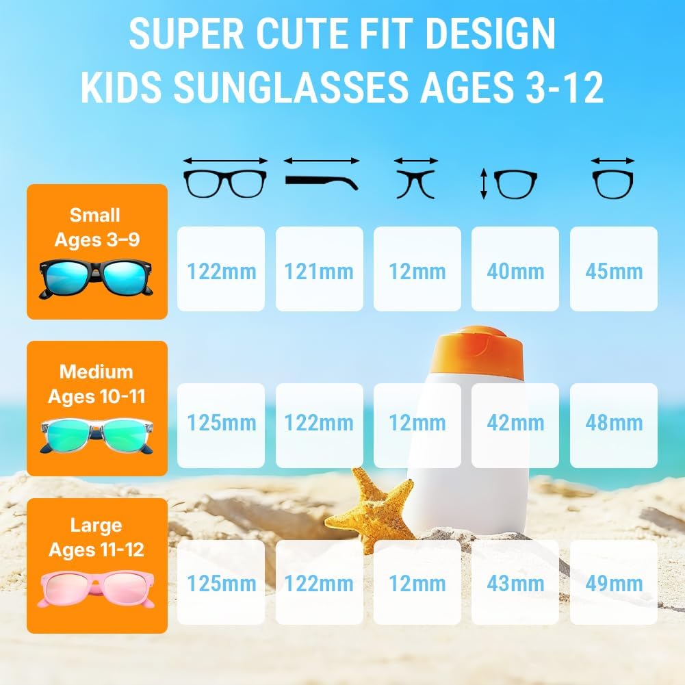 Kids Polarized Sunglasses Flexible TPEE for Toddler Girls Boys