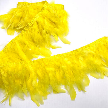 Turkey Feathers Fringe Trim for Party Clothing DIY Sewing Crafts Decoration Pack of 2 Yards (Yellow)