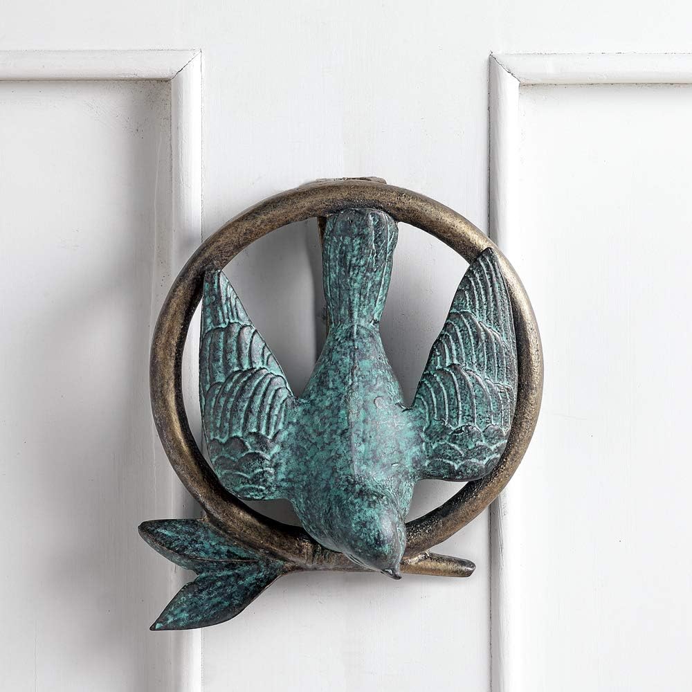 Home Bird and Circle Branch Doorknocker - Decorative Cast Iron Door Knocker Entryway, Brown, 1 Set