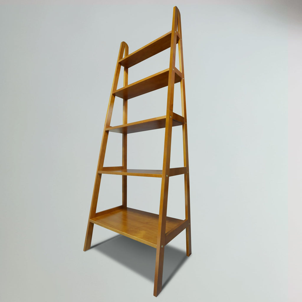 100% Solid Wood 5-Shelf Ladder Bookcase, Standard, 72" H, Chestnut