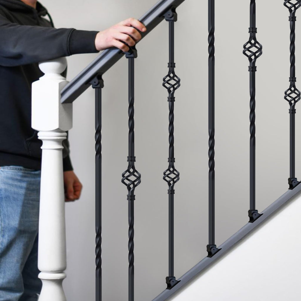 10 Pack Wrought Iron Stair Balusters with 20 Iron Baluster Shoes
