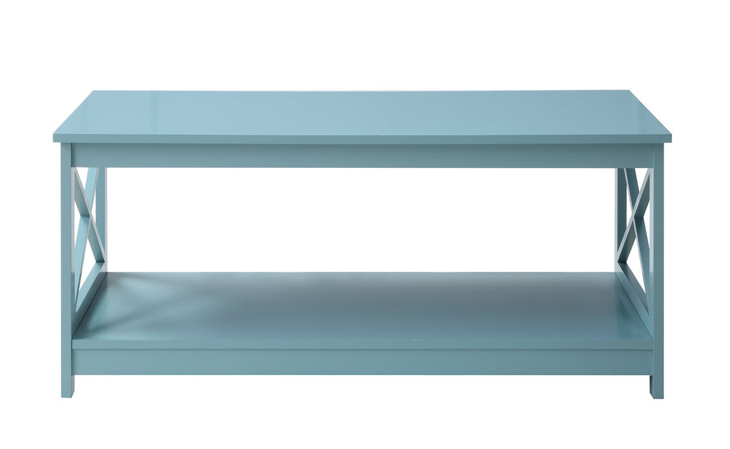 Oxford Coffee Table with Shelf, Sea Foam Blue