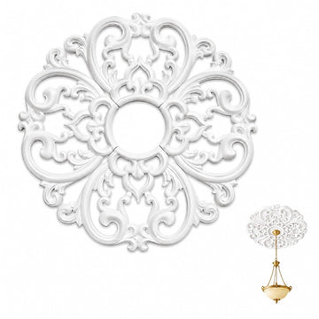 24-Inch OD x 5-Inch ID Split Ceiling Medallion, 4-Piece White PU