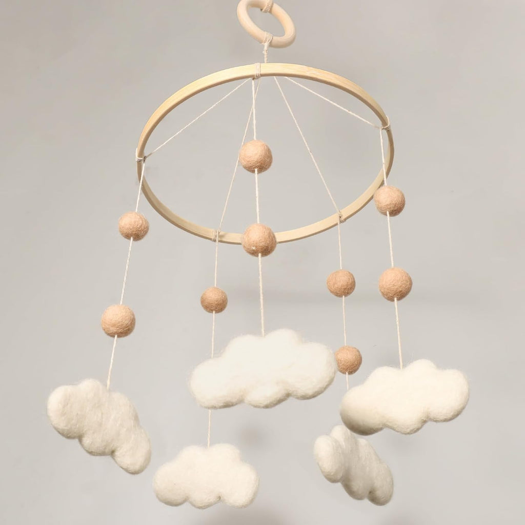 Felt Cloud Mobile for Crib - Baby Mobile for Crib - Crib Mobile for Girls, Boys - Boho Crib Mobile - Felt Cloud