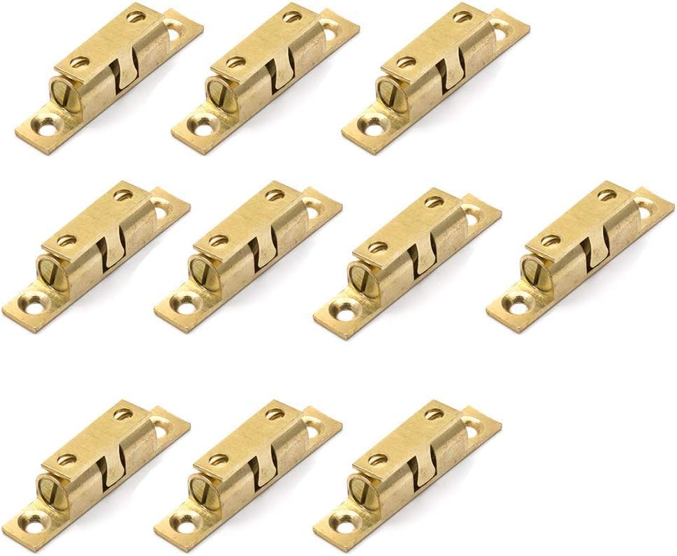 50mm Furniture Cabinet Door Brass Dual Ball Roller Catch Latch 10 Pcs