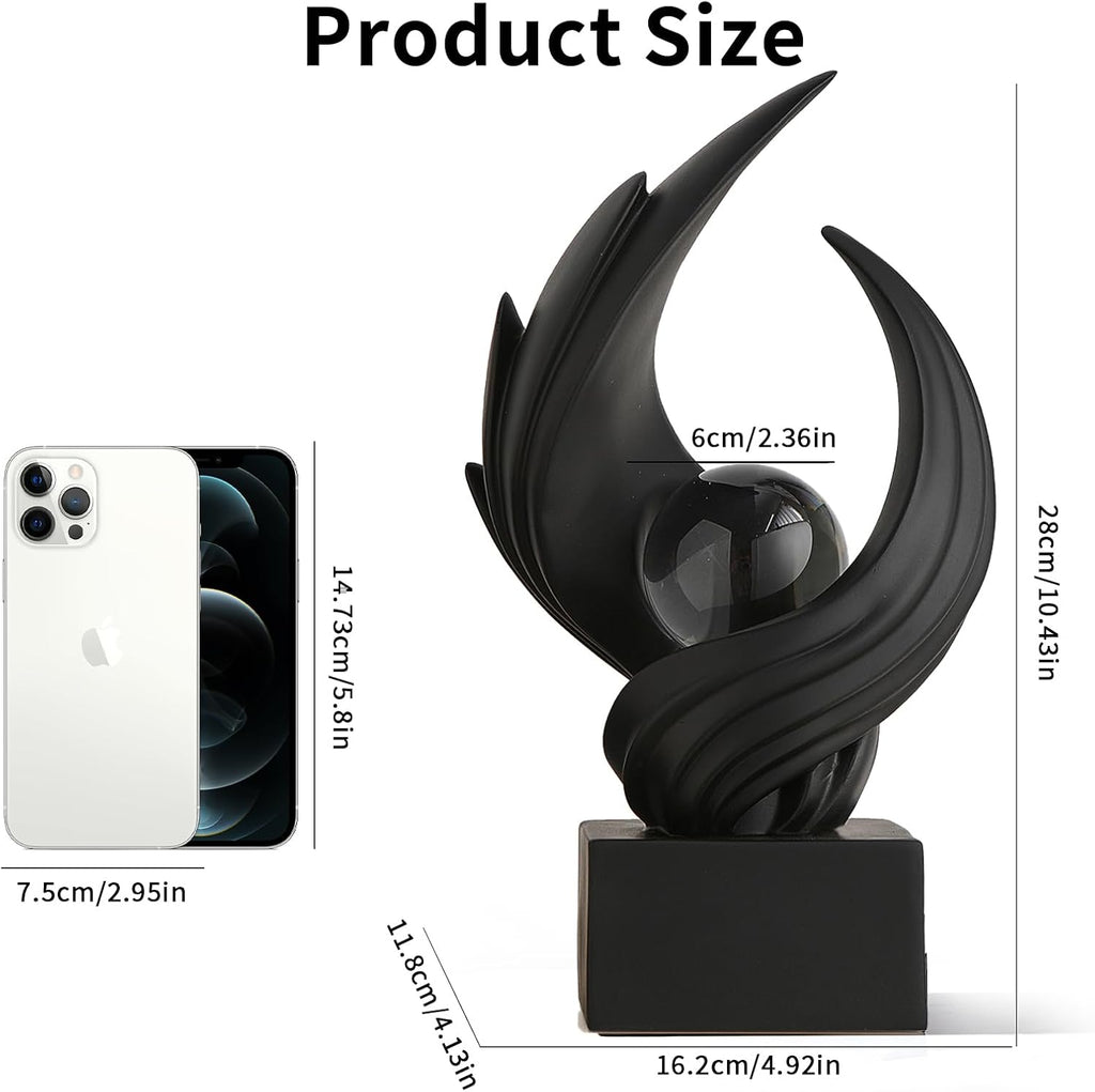 Art Statue Decor, Abstract Swirl-Shaped Sculpture with Glass Ball Resin Art Figurines Centerpiece Sculptures Decor