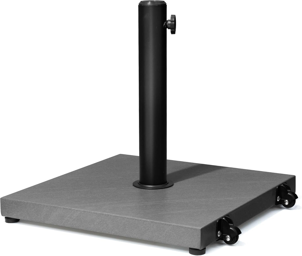 Patio Umbrella Base 43lbs Outdoor Umbrella Stand with Wheels, Heavy Duty Square Concrete Stand Market Umbrella, Gray