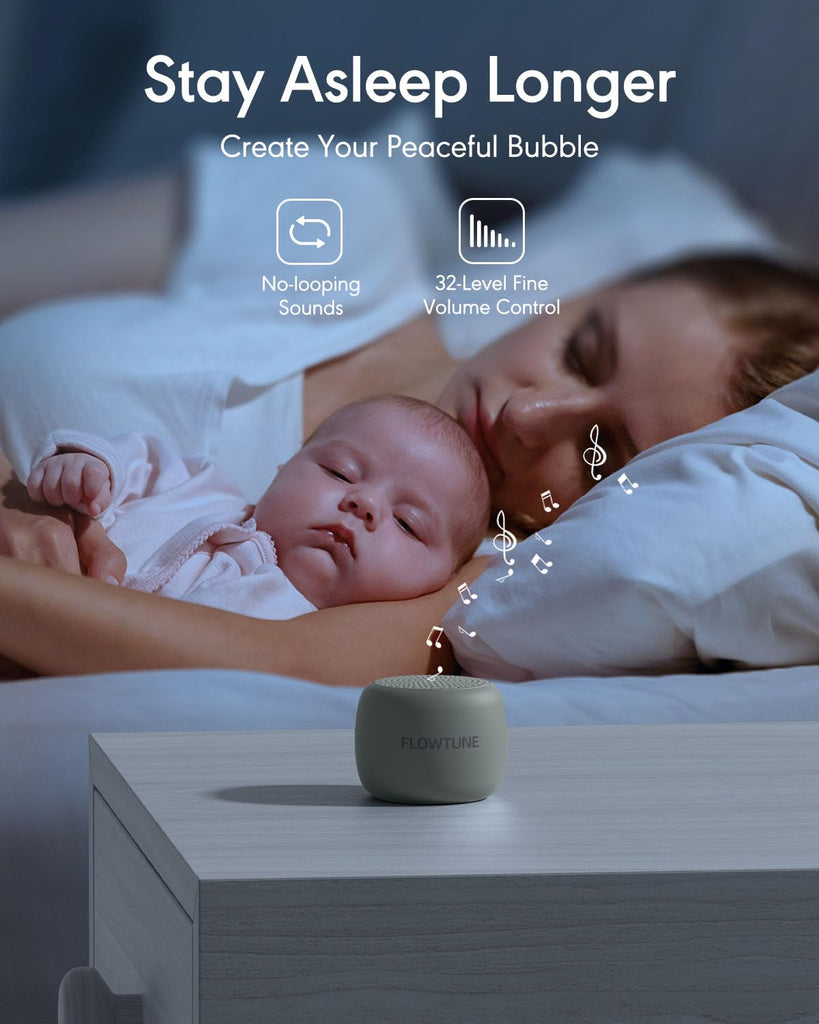 Sound Machine White Noise Machine for Baby Adults, 18 Non-looping Sounds, Timer, Memory Function, Portable Sleep