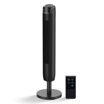 Bladeless Oscillating Tower Fan , Remote, Quiet, Black