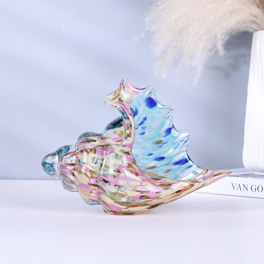 Glass Conch Shell Glass Sea Shells Conch Shell Decor Glass Sea Life Figurines Blown Glass Decor Coastal Home Decor
