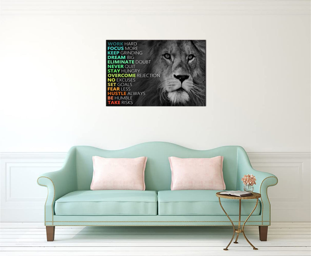 Motivational Poster Lion Inspirational Canvas Wall Art Lion Inspiring Canvas Prints Artwork Modern Home Decor