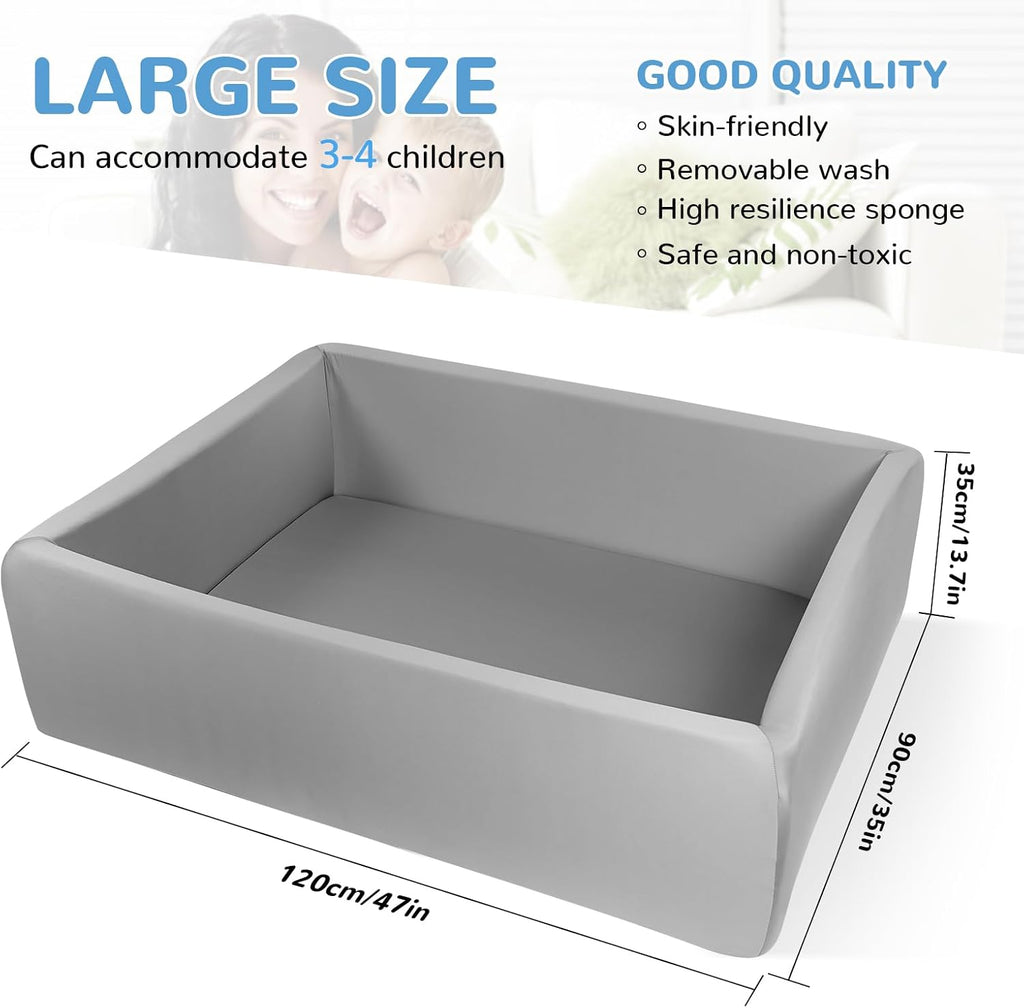 Foam Ball Pit for Children Toddlers, 47 Inch Rectangle Kids Ball Pool, Soft Ball Pit Large Size, Ideal Gift