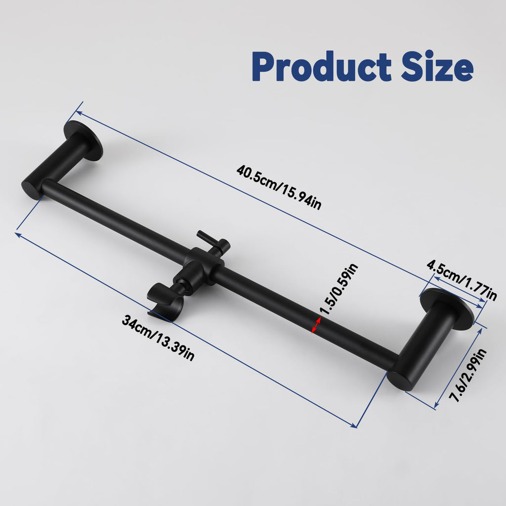 Shower Slide Bar Adjustable Handheld Shower Head Holder Wall Mount - 15inch All-Metal Shower Head Slide Bar