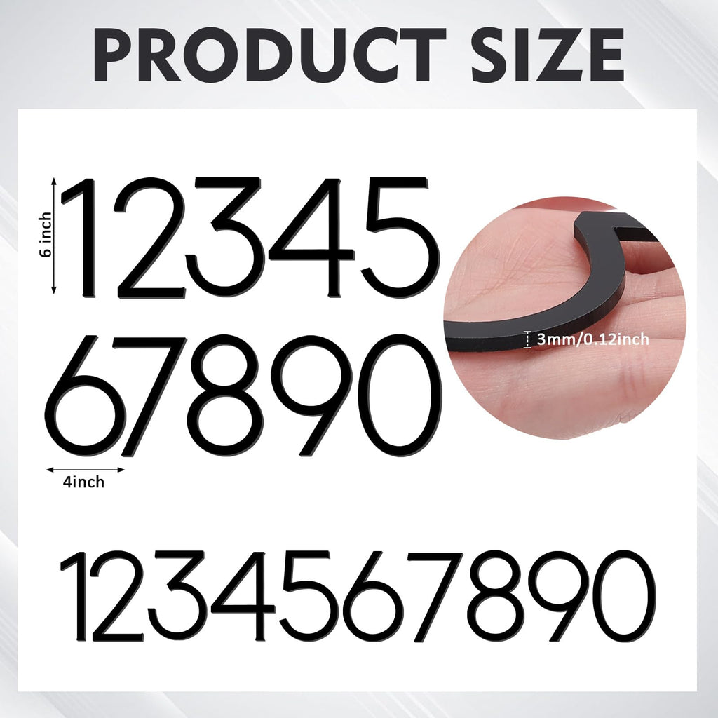 Black 6 Inch Acrylic House Number 2 Set, Classic Style