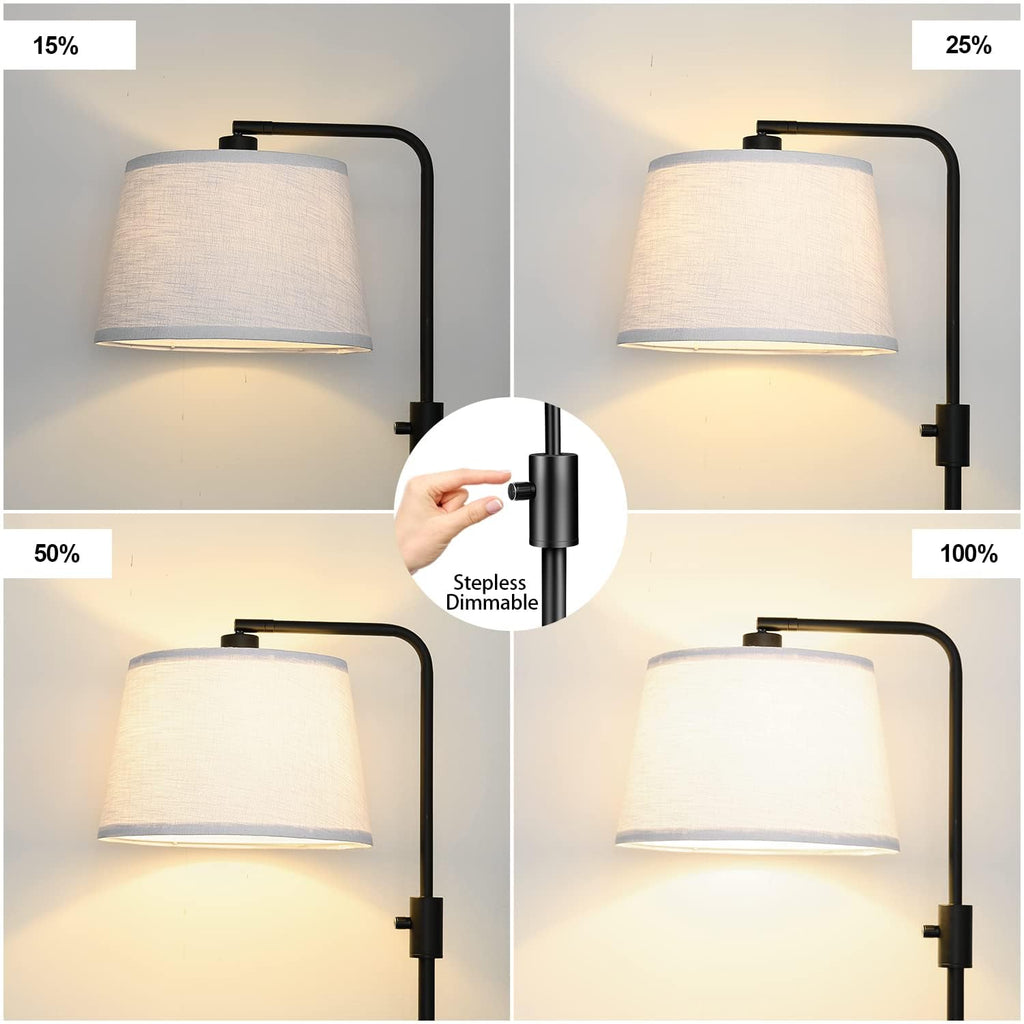 Upgraded】 Dimmable Floor Lamp, 1000 Lumens LED Bulb Included, Arc Floor Lamps Modern Standing Lamp with Linen Shade