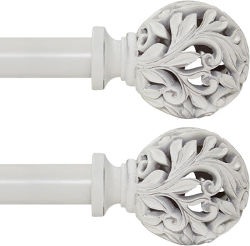 2Pack Bronze Curtain Rods 36 to 88 inch (3-7.3 ft), 1 Inch Diameter Adjustable Heavy Duty Decorative Curtain Rods - Set of 2