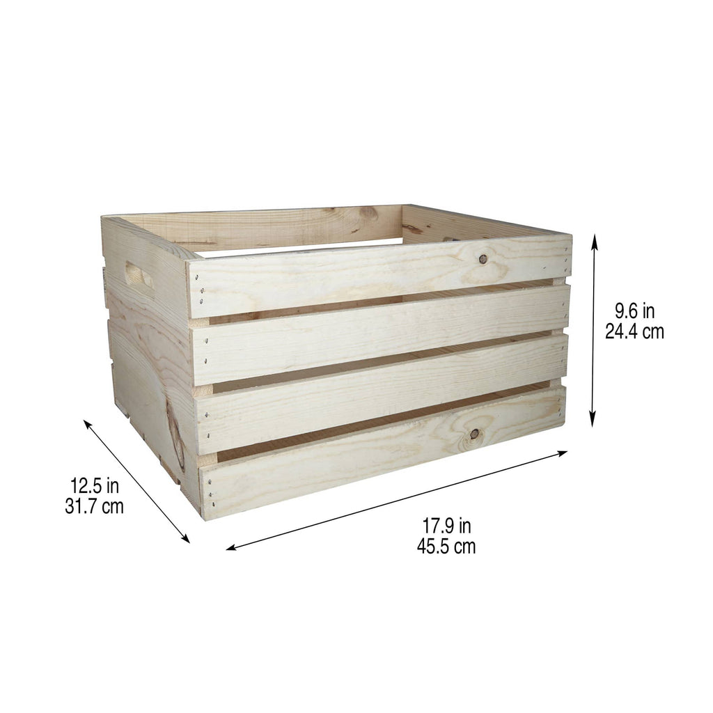 Large Wooden Crates by - Unfinished Wood Crate for Storage, Decorative Display, Arts & Crafts, Made of 100% Wood