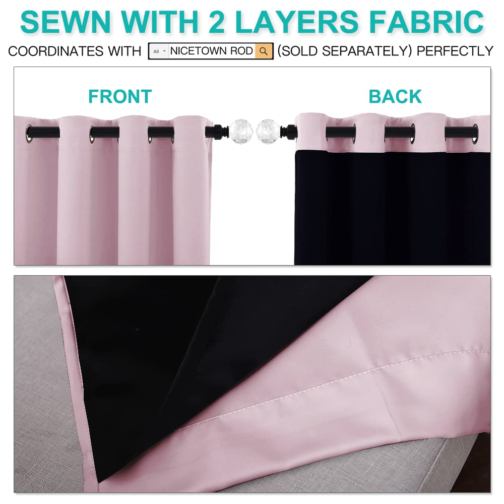 100% Blackout Room Warming Lined Curtains, Totally Darkness Drapes, Thermal Insulated Drapes for Daughters Nursery