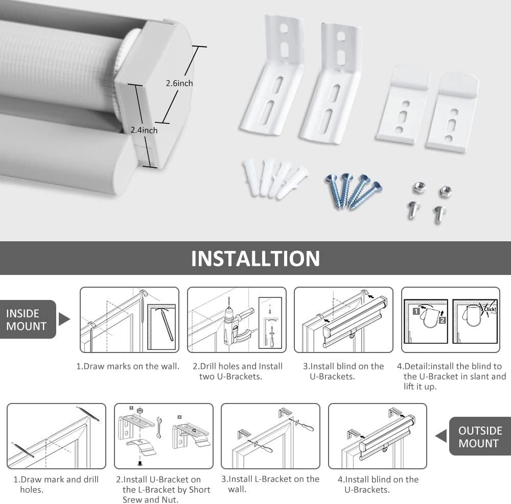 Cordless Zebra Blinds Roller Shades for Window-Dual Layer Sheer Blinds Light Control with Valance Day Night Privacy