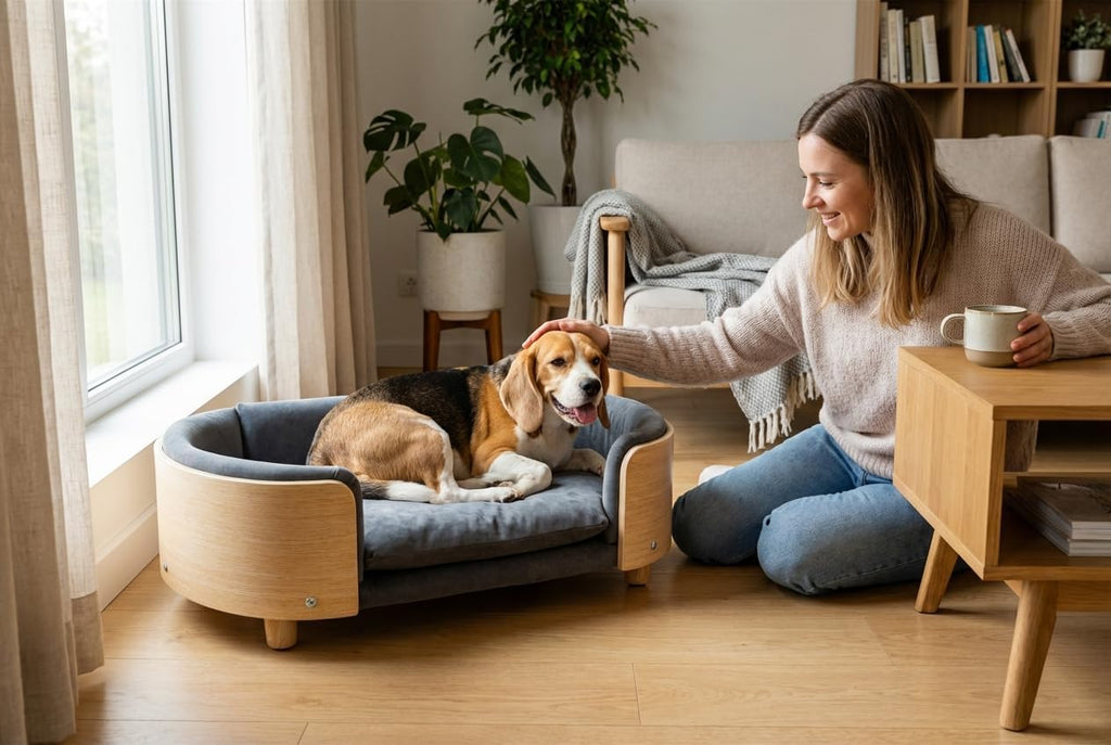 Scandinavian Style Elevated Dog Bed, Medium, Dark Gray