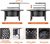 42 Inch Fire Pit with 2 Grills, Extra Large Wood Burning Fire Pits for Outside with Lid & Poker, Heavy Duty Firepit,BBQ& Outdoor Firepit & Round - Image 6