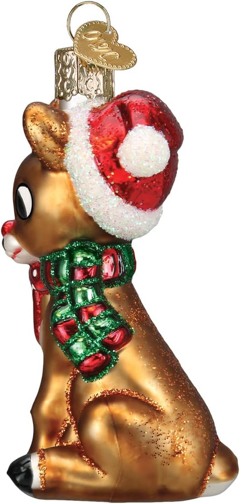 Rudolph and Clarice Glass Blown Ornament, Handcrafted Holiday Decoration, Rudolph Collection
