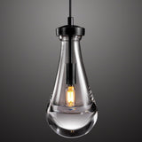 Raindrop Pendant Lights Kitchen Island Teardrop Black Hanging Light Fixtures Clear Solid Glass Pendant Light Modern Chandeliers for Dining Room Porch Corridor Living Room A121-B0BN142JST
