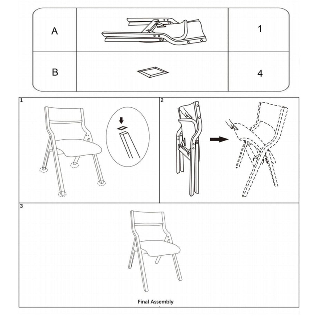 Folding Dining Chairs Set of 2, Padded Wooden Folding Chairs with Cushioned Seat & Back, Solid Wood Frame