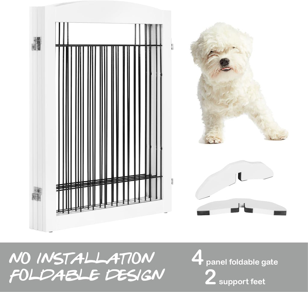 Extra Wide Dog gate for The House, Doorway, Stairs, Dog Fences Indoor, Freestanding Foldable Wooden Pet Gates