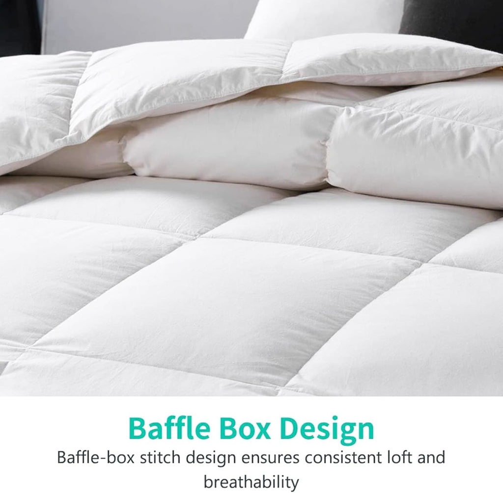 King Luxury 100% Organic Cotton All Season Down Feather Fibers Comforter