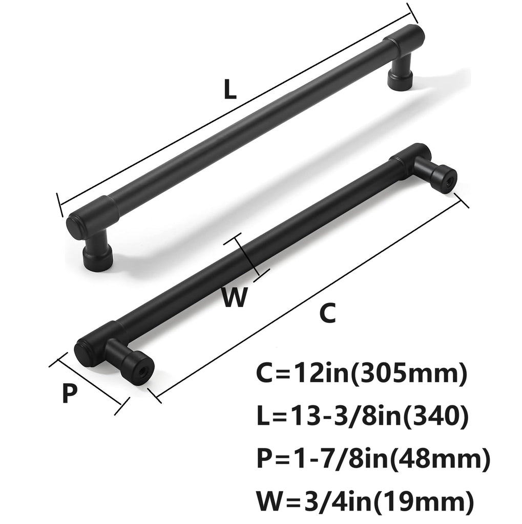 Appliance Pulls Matte Black 12 Inch(305mm) Center to Center 1 Pack Heavy Duty Drawer Pulls Kitchen Cabinet Handle