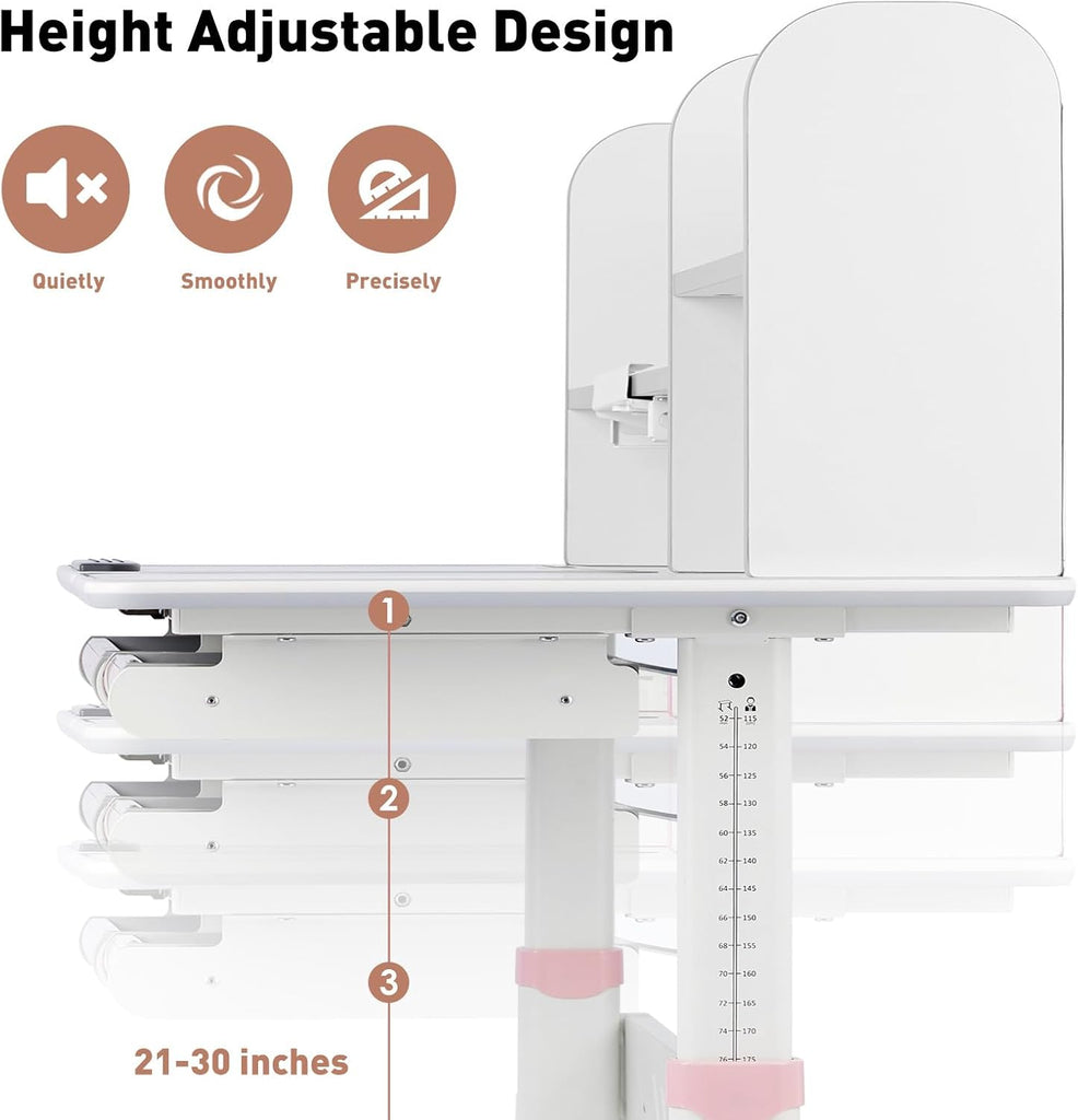47'' Adjustable Kids Desk with Hutch, Storage Drawers & Bookstand