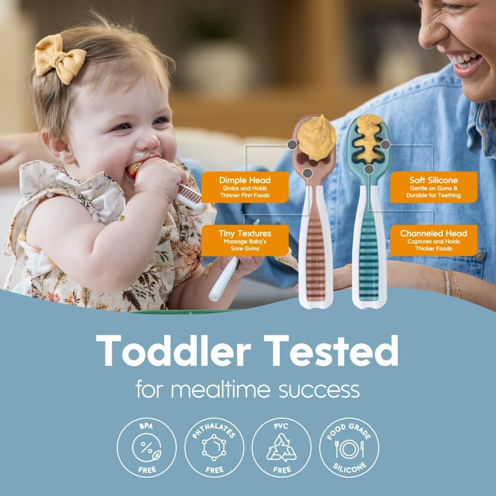 Baby Spoons 6 Months, 3-Pack Neon