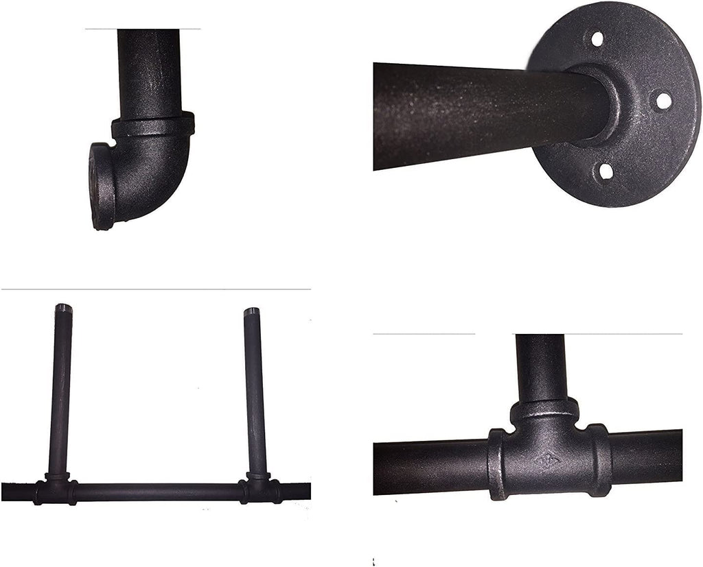 14" Deep, 2Pcs Industrial Retro Wall Mount Iron Pipe Shelf, DIY Open Bookshelf, Hung Bracket, Home Improvement Kitchen
