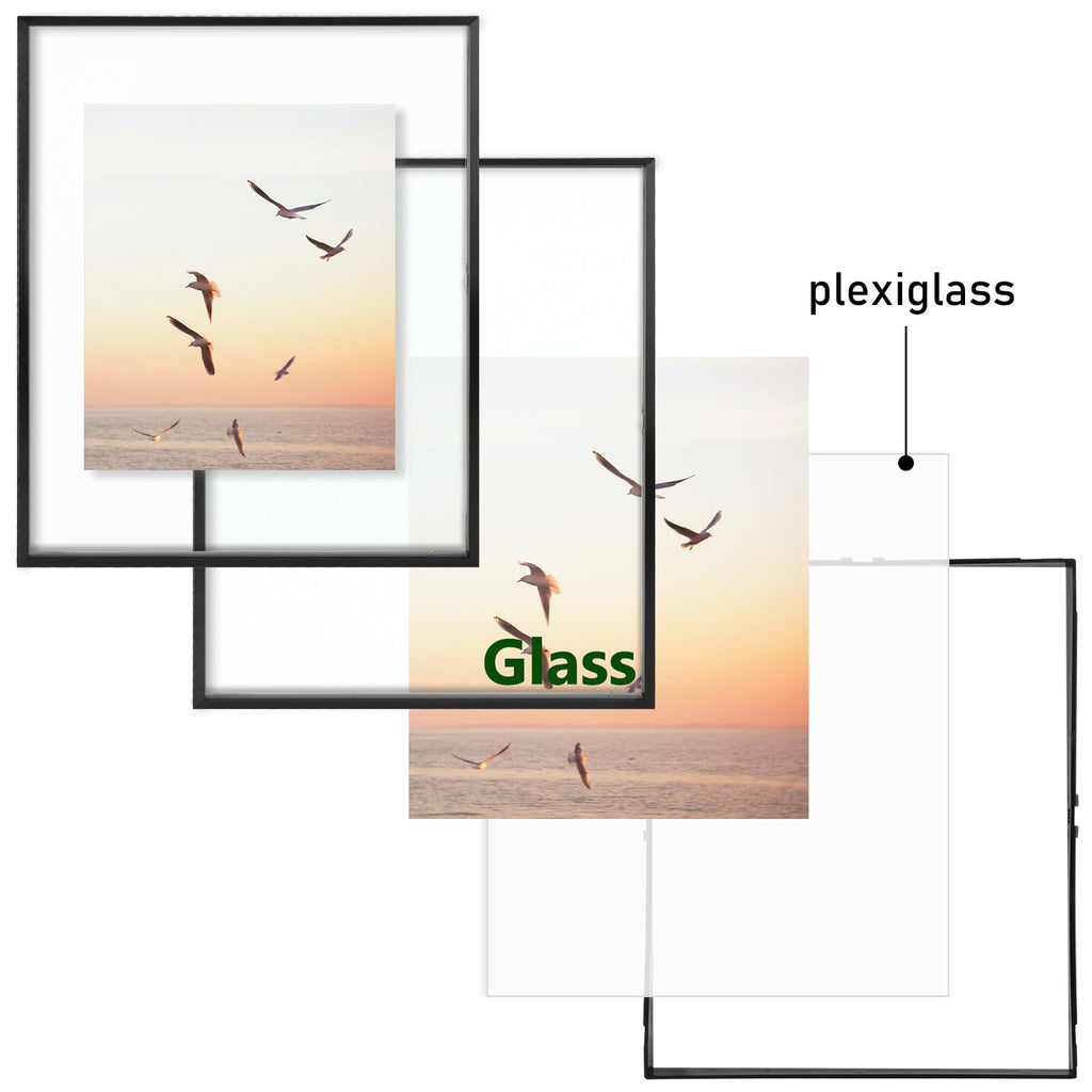 16x20 Black Aluminum Floating Picture Frame Real Glass