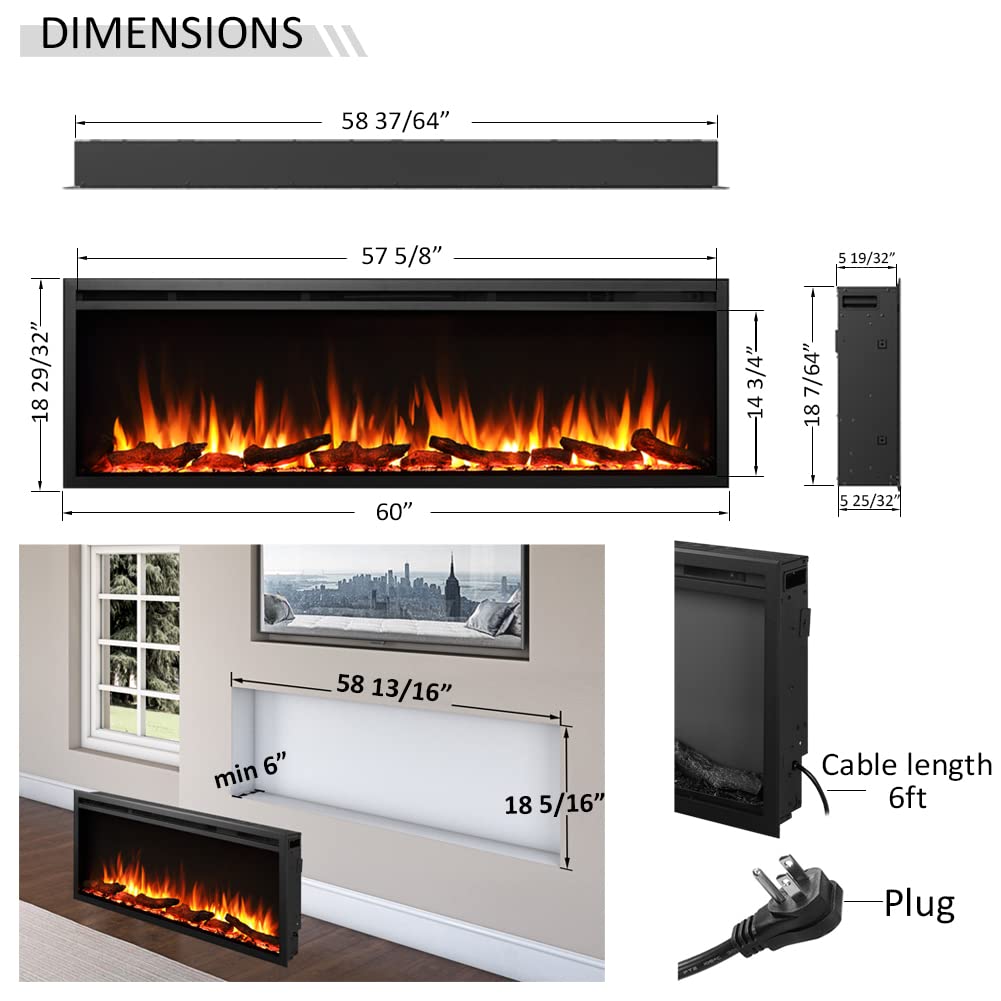 LegendFlame Austin Build in Electric Fireplace 60"