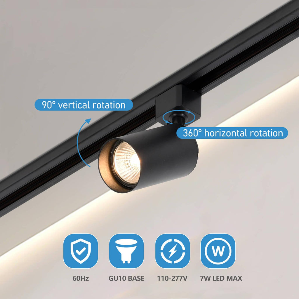 Plug in Track Lighting with Power Cord, 4-Light GU10 Track Lighting Kit with Track Rail, Modern Kitchen LED Track