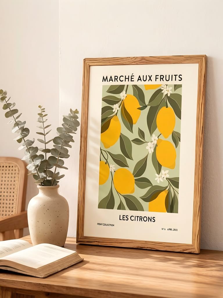 Fruit Market Vintage Lemon Kitchen Framed Canvas Wall Art 16x24in